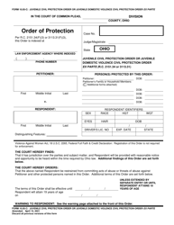 Document preview: Form 10.05-C Juvenile Civil Protection Order or Juvenile Domestic Violence Civil Protection Order Ex Parte - Ohio