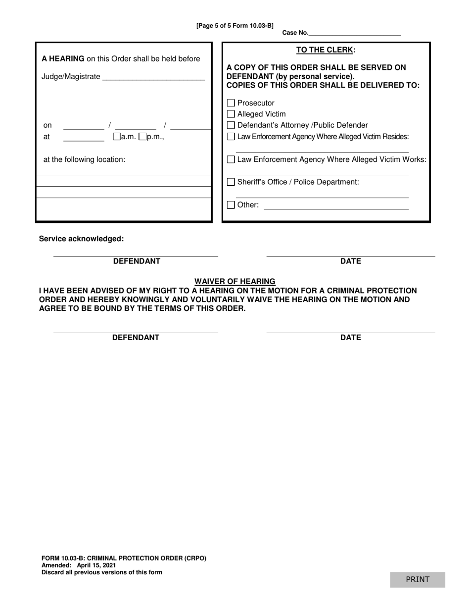 Form 10.03-B Criminal Protection Order (Crpo) - Ohio, Page 5