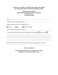 Document preview: Request to Inspect and/or Copy Public Records of the Department of Business Regulation - Rhode Island