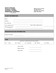 Sample Membership Agreement for Pre-paid Personal Training Contracts - South Carolina