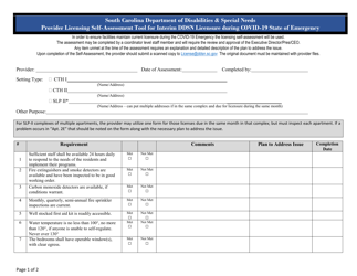 Provider Licensing Self-assessment Tool for Interim Ddsn Licensure During Covid-19 State of Emergency - South Carolina, Page 3