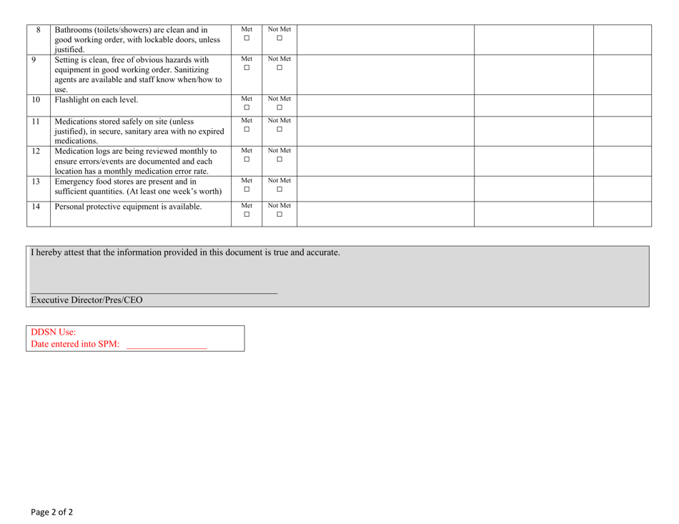 Provider Licensing Self-assessment Tool for Interim Ddsn Licensure During Covid-19 State of Emergency - South Carolina, Page 4