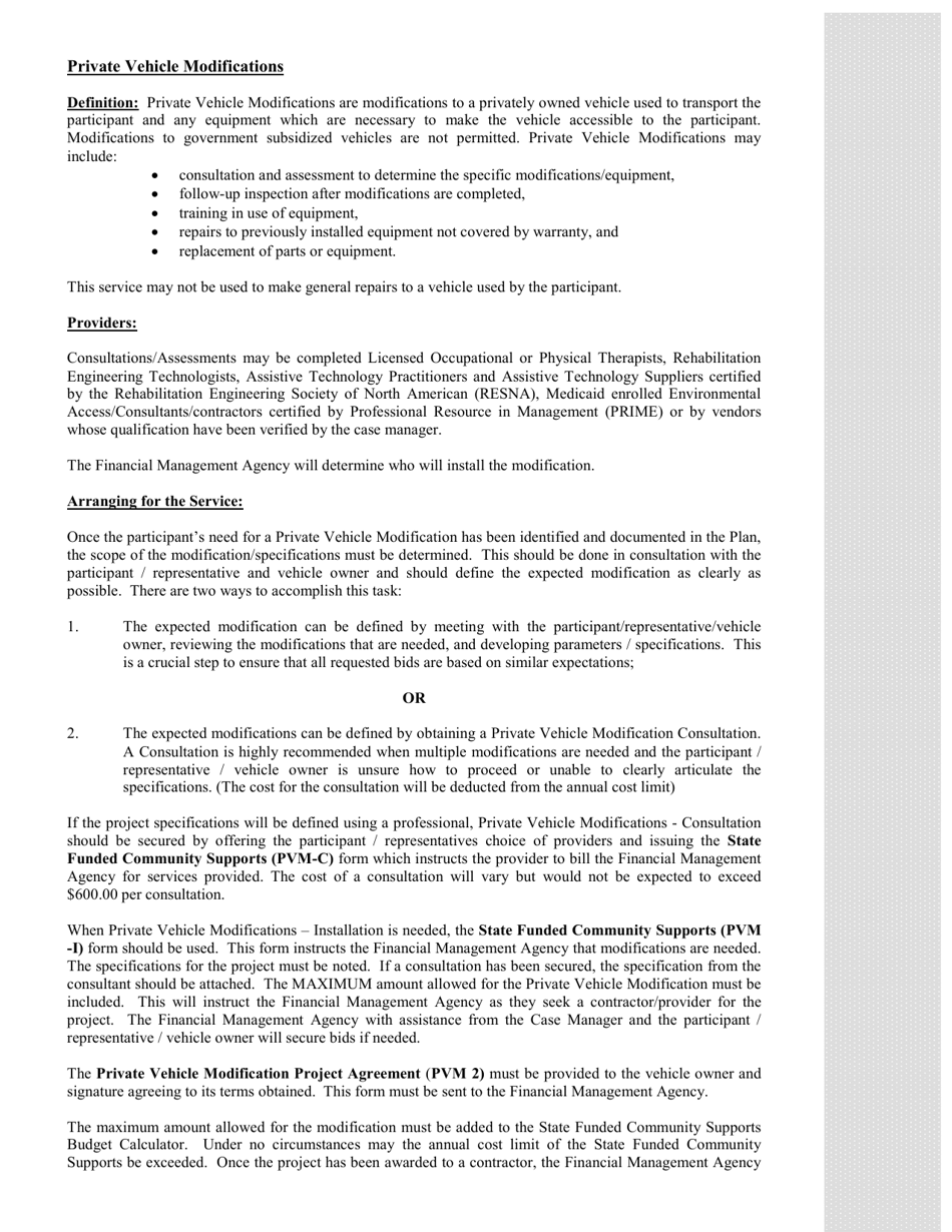 Form PVM2 Private Vehicle Modifications Project Agreement - South Carolina, Page 1