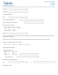 Form SWM-003G &quot;Back Pay Calculation Worksheet&quot; - South Carolina