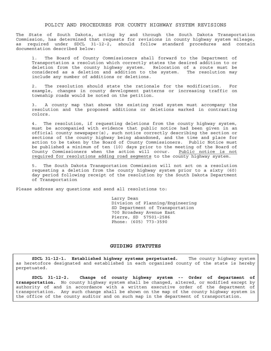 Resolution - County Highway Systems - South Dakota, Page 1