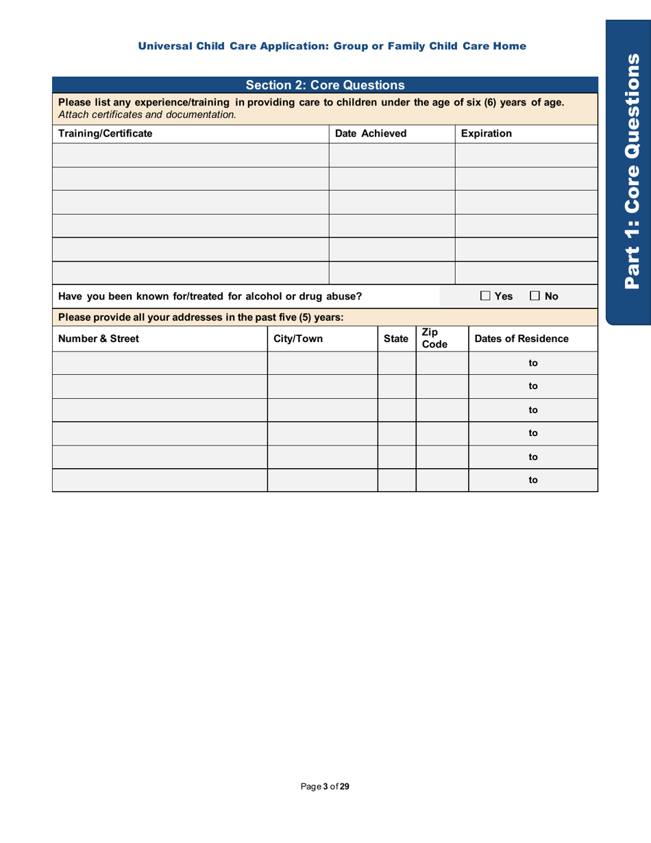 Universal Child Care Application: Group or Family Child Care Home - Rhode Island, Page 3