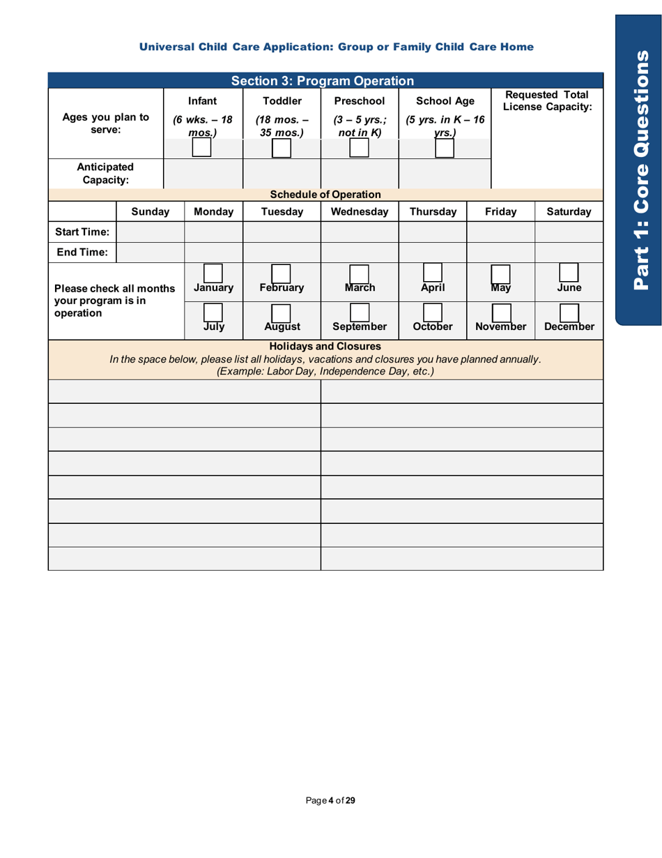 Universal Child Care Application: Group or Family Child Care Home - Rhode Island, Page 4