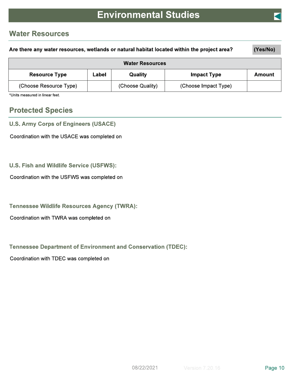 Local Programs Environmental Document Template - Tennessee, Page 10