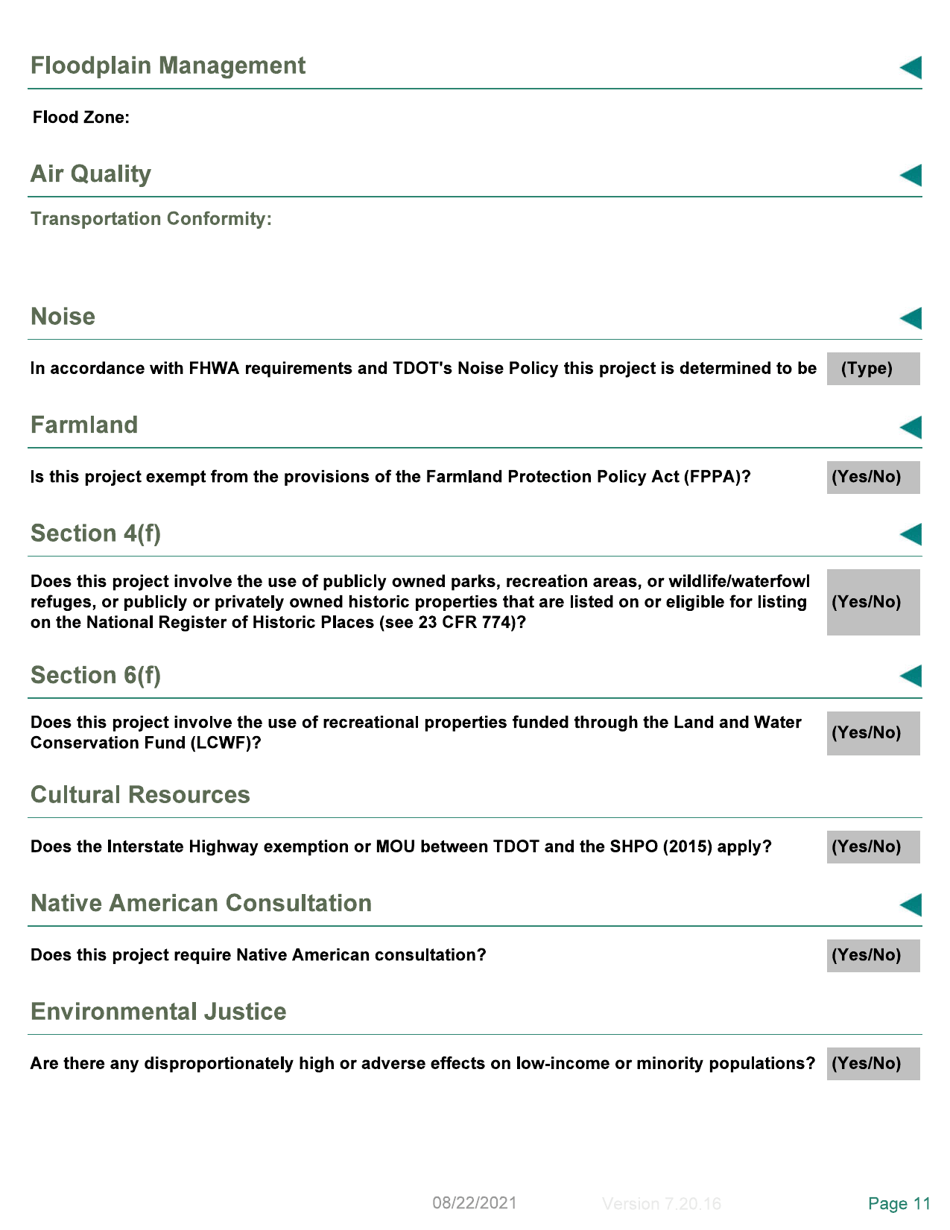 Local Programs Environmental Document Template - Tennessee, Page 11