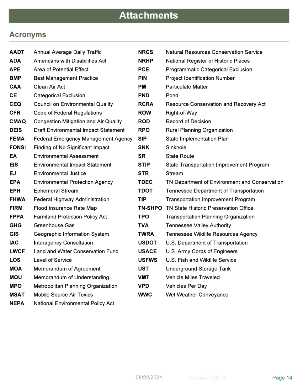 Local Programs Environmental Document Template - Tennessee, Page 14
