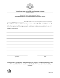 Reasonable Modification and/or Reasonable Accommodation Request - Texas, Page 2
