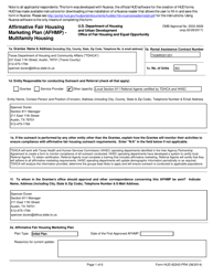 Form HUD-92243-PRA &quot;Affirmative Fair Housing Marketing Plan (Afhmp) - Multifamily Housing&quot; - Texas