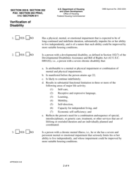 Form HUD-90102 Appendix 6-B Sample Verification of Disability - Section 202/8, Section 202 Pac, Section 202 Prac, and Section 811 Prac - Texas, Page 2