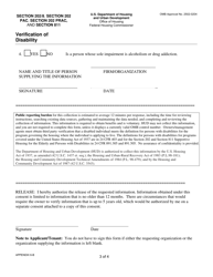 Form HUD-90102 Appendix 6-B Sample Verification of Disability - Section 202/8, Section 202 Pac, Section 202 Prac, and Section 811 Prac - Texas, Page 3