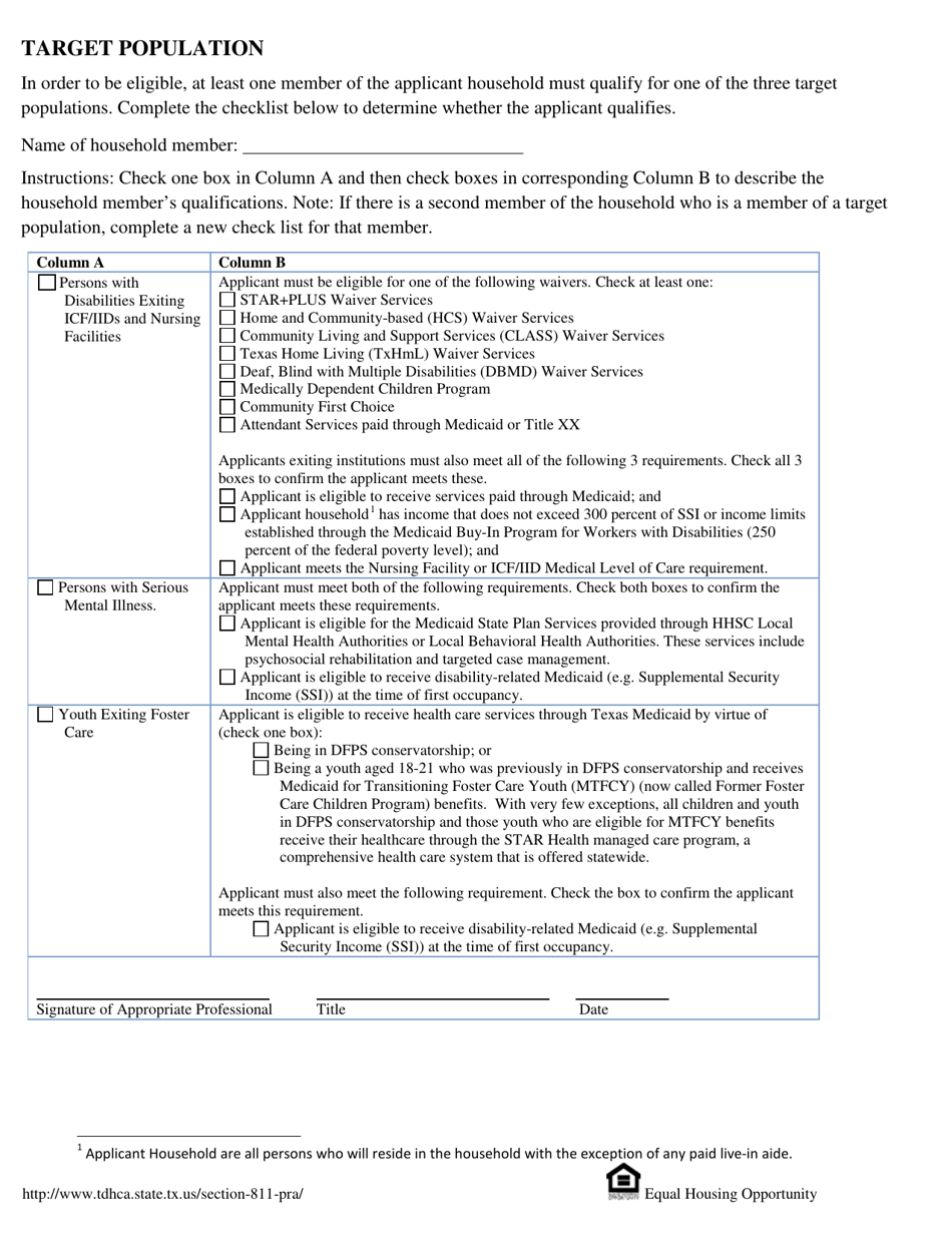 Section 811 Project Rental Assistance Program Application - Texas, Page 3