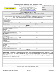 MHD Form 1010 Consumer Complaint Form - Texas, Page 2