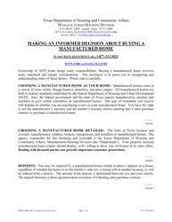 MHD Form 1038 Consumer Disclosure Statement - Texas