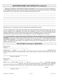 MHD Form 1031 Criminal History Affidavit - Texas, Page 2