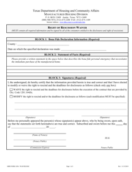 Document preview: MHD Form 1056 Right of Rescission Waiver - Texas