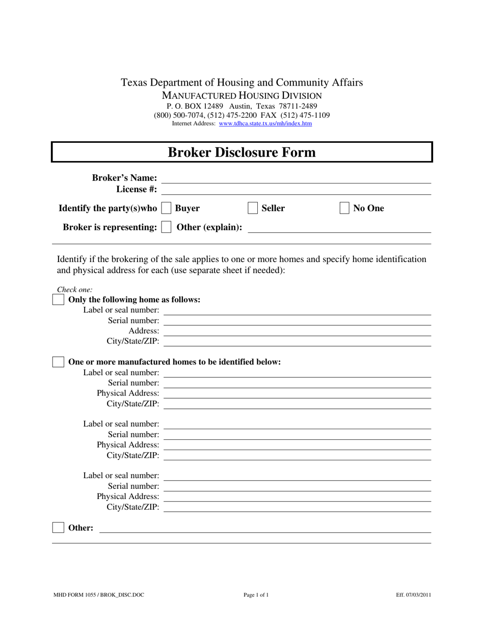 MHD Form 1055 Fill Out, Sign Online and Download Printable PDF, Texas