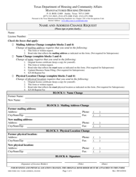 Document preview: MHD Form 1002 Name and Address Change Request - Texas
