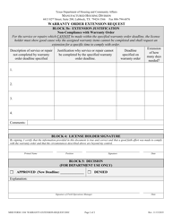 MHD Form 1104 Warranty Order Extension Request - Texas, Page 2