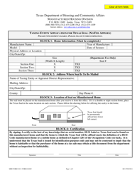 Document preview: Form S (MHD Form 1021) Taxing Entity Application for Texas Seal - Texas