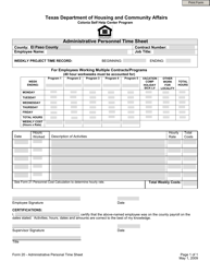 Document preview: Form 20 Administrative Personnel Time Sheet - Texas