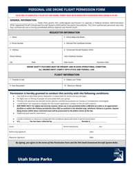 Document preview: Personal Use Drone Flight Permission Form - Utah