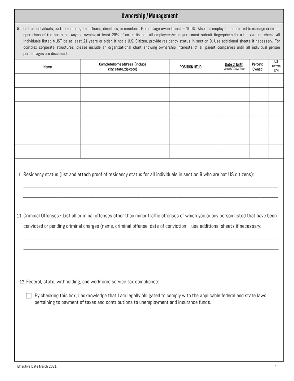 Liquor Transport License Application - Utah, Page 3