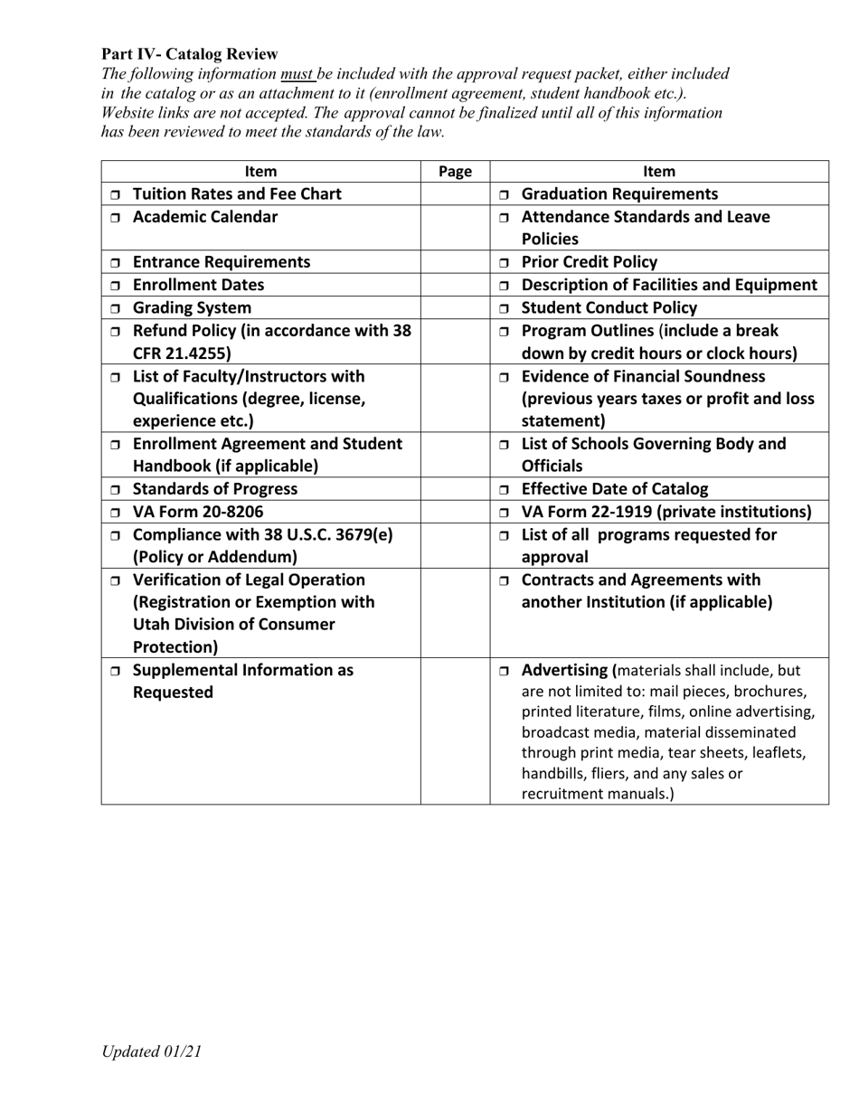 Application for Continued Approval of Non-accredited Programs - Utah, Page 4