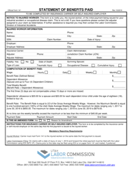 Official Form 141 &quot;Statement of Benefits Paid&quot; - Utah