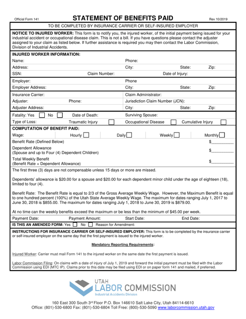 Official Form 141  Printable Pdf