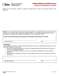 Form C-242 (BWC-1374) Medical History and Disclosure - Ohio, Page 2