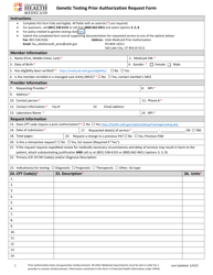 Document preview: Genetic Testing Prior Authorization Request Form - Utah