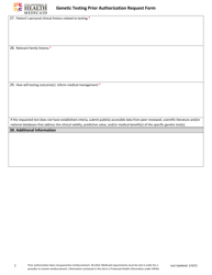 Genetic Testing Prior Authorization Request Form - Utah, Page 2