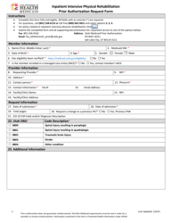 Document preview: Inpatient Intensive Physical Rehabilitation Prior Authorization Request Form - Utah