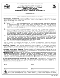 Document preview: TREC Form 36-9 Addendum for Property Subject to Mandatory Membership in a Property Owners Association - Texas