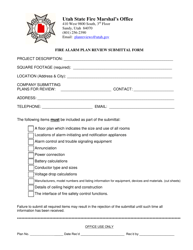 &quot;Fire Alarm Plan Review Submittal Form&quot; - Utah