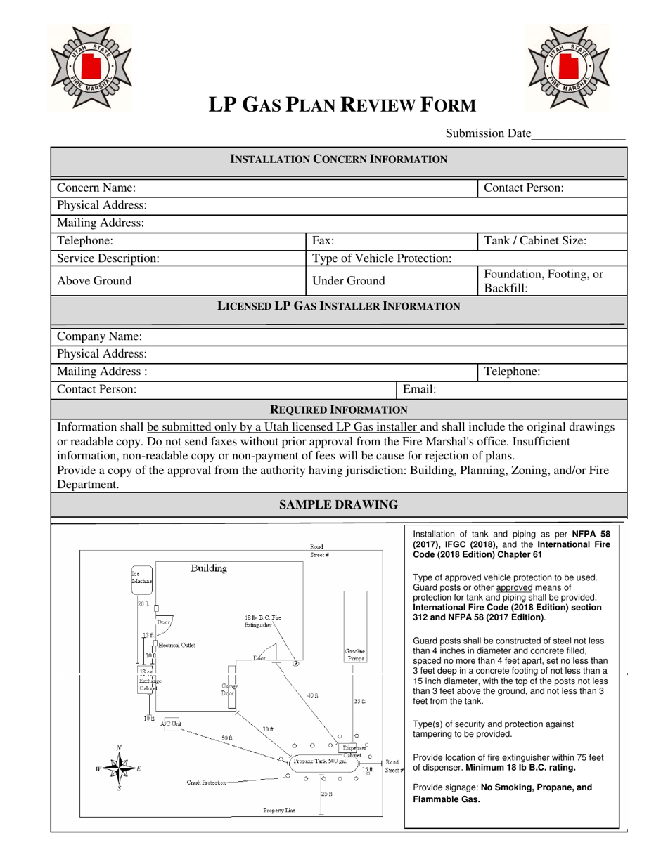 Lp Gas Plan Review Form - Utah, Page 1