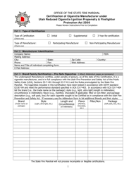 Form FSC-1 Certification of Cigarette Manufacturer Under Utah Reduced Cigarette Ignition Propensity &amp; Firefighter Protection Act 2008 - Utah