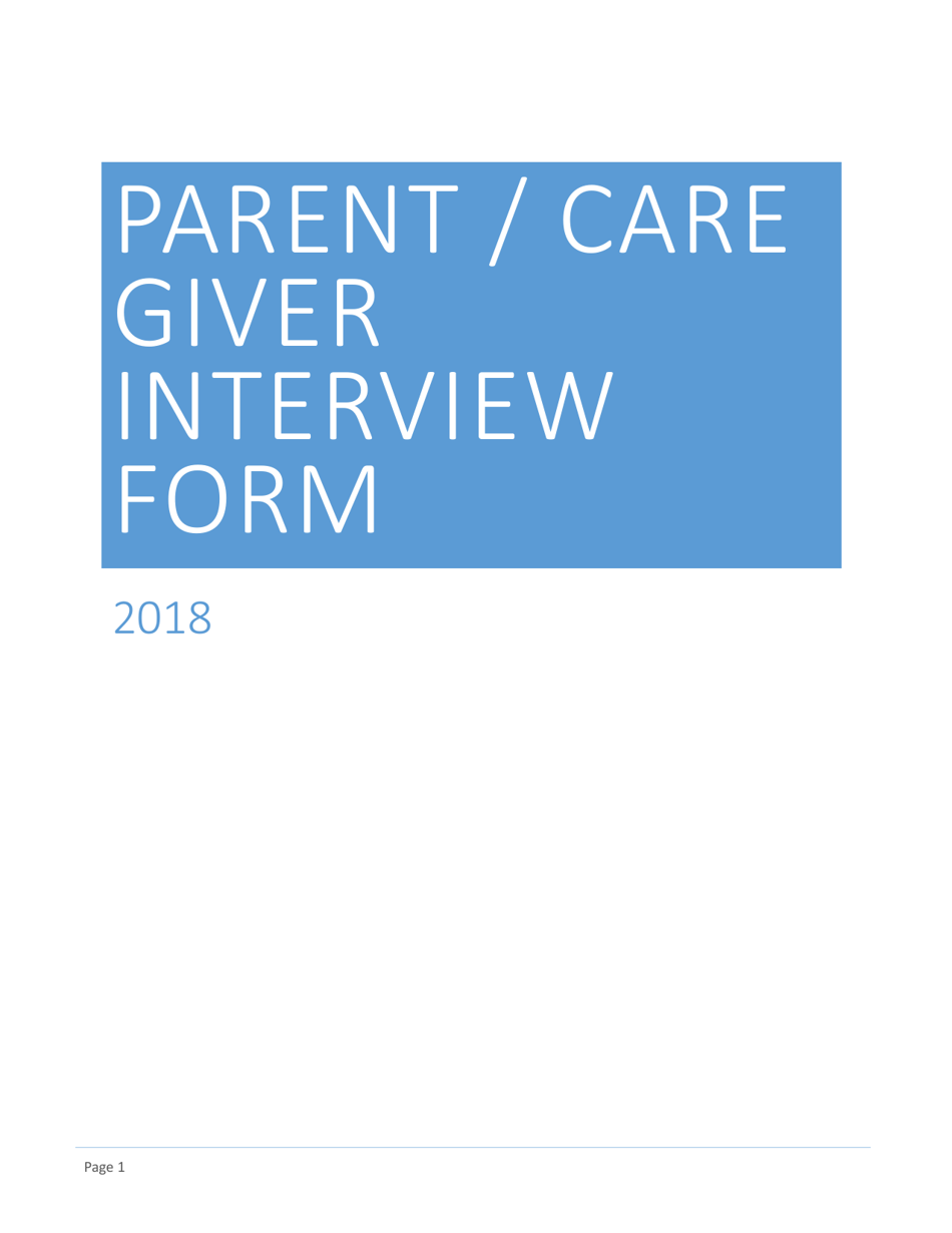 Parent / Caregiver Interview Form - Utah, Page 1