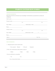 Parent/Caregiver Interview Form - Utah, Page 2