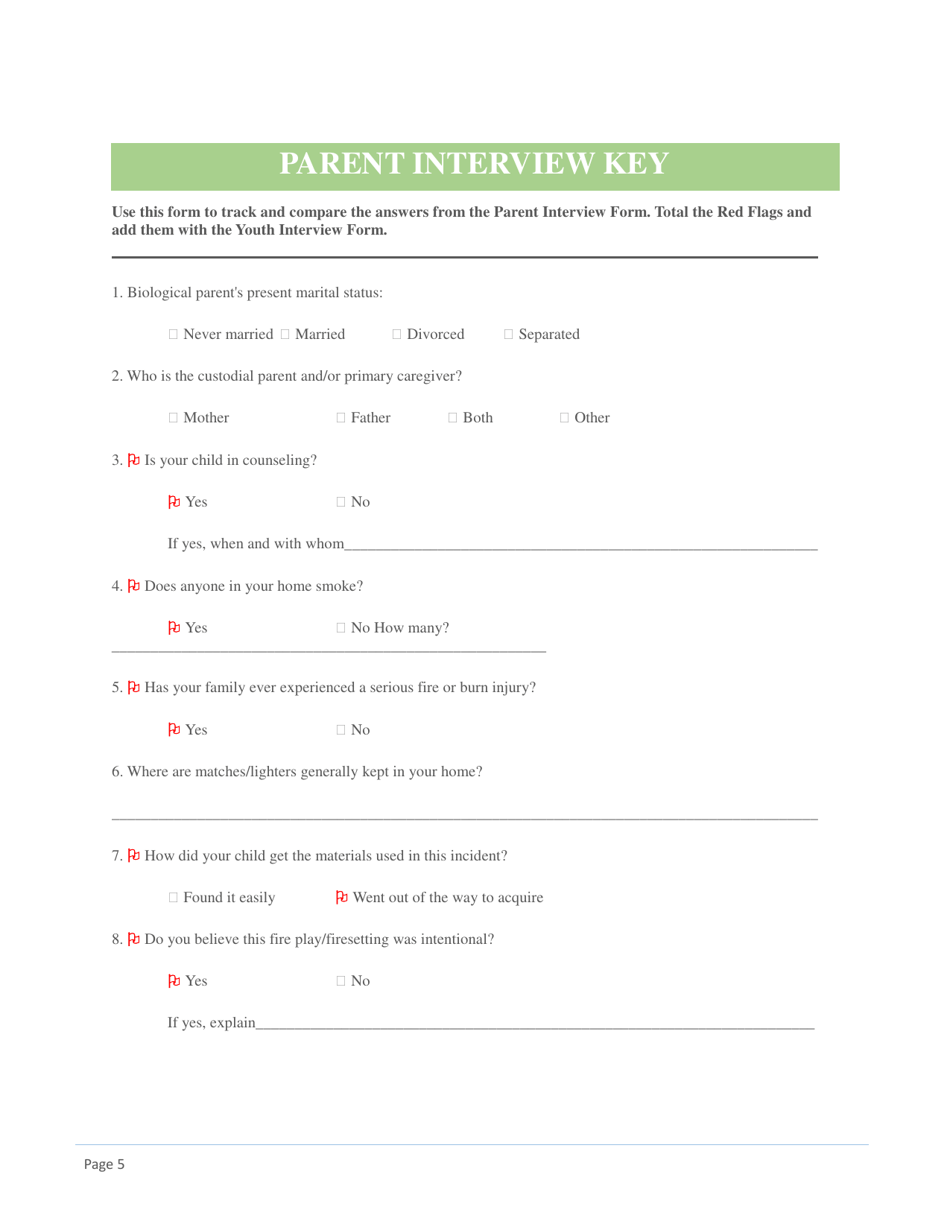 Parent / Caregiver Interview Form - Utah, Page 5