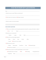 Youth Interview Form - Youth Firesetter Prevention Program - Utah, Page 3