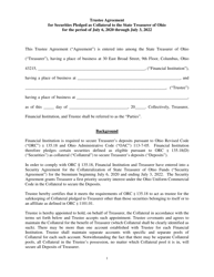 Trustee Agreement for Securities Pledged as Collateral to the State Treasurer of Ohio - Ohio