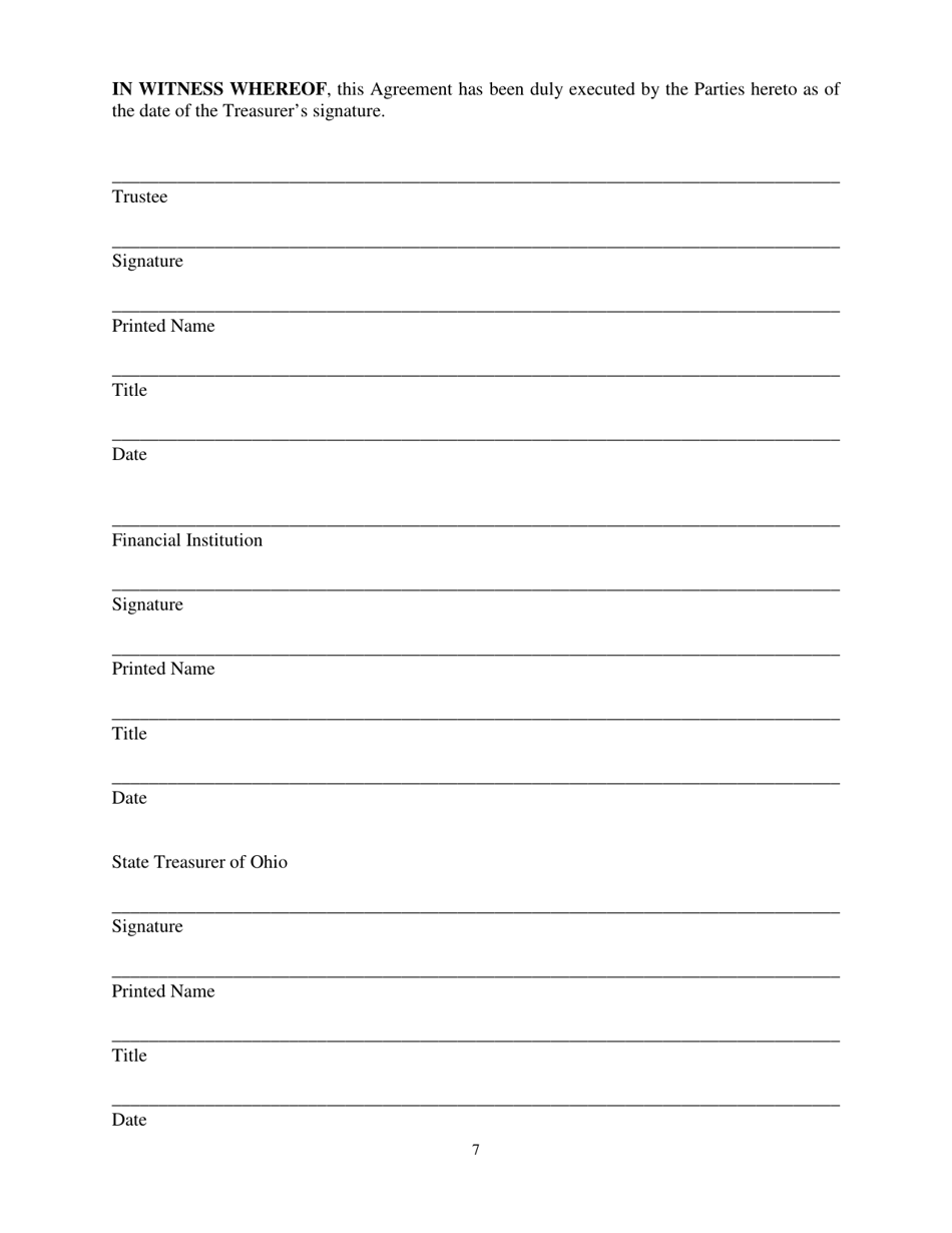 Trustee Agreement for Securities Pledged as Collateral to the State Treasurer of Ohio - Ohio, Page 7