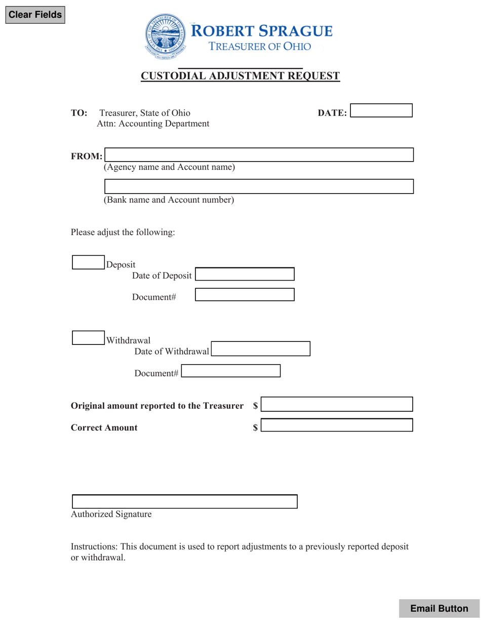Custodial Adjustment Request - Ohio, Page 1