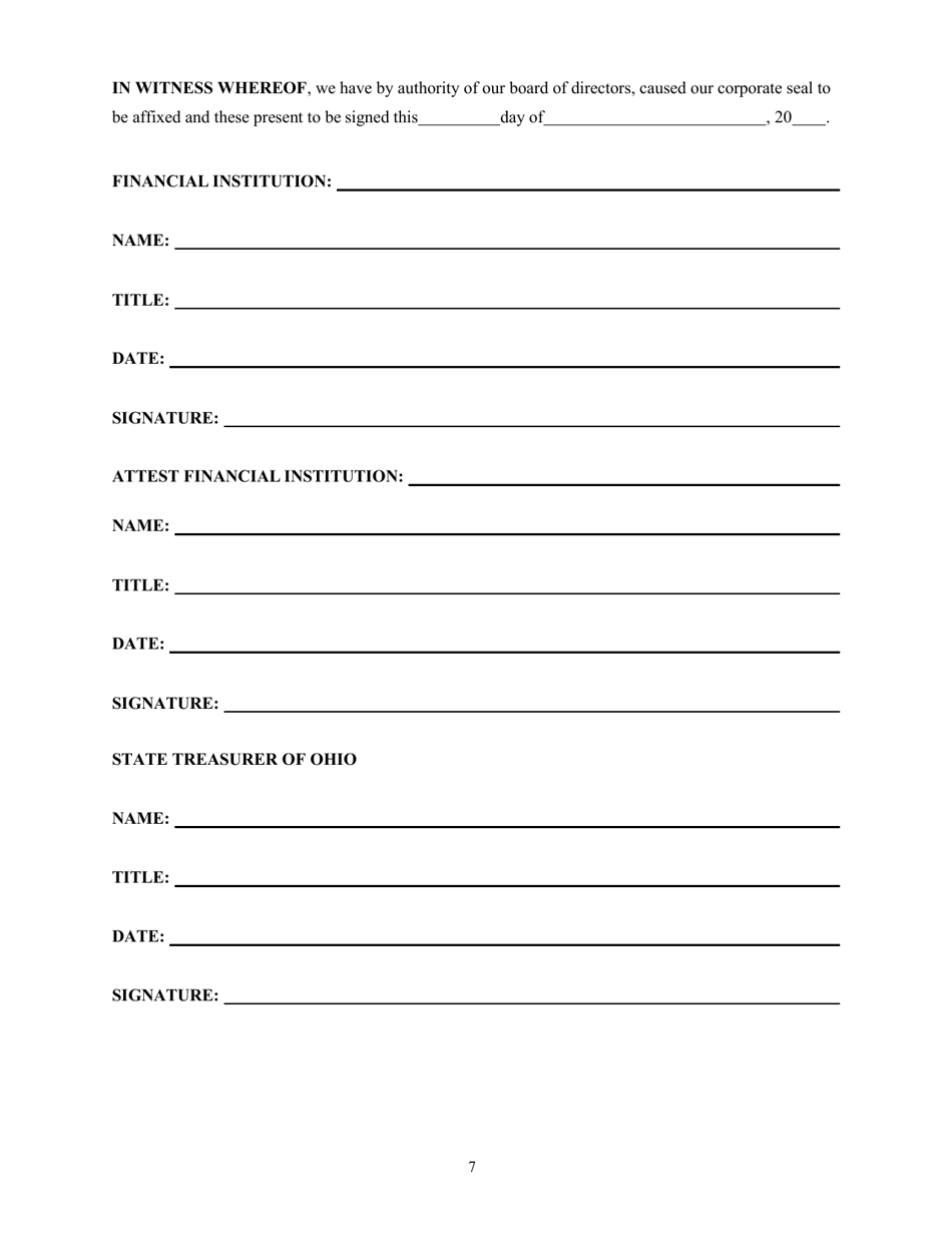 Application and Agreement for Deposit of Public Funds - Ohio, Page 7