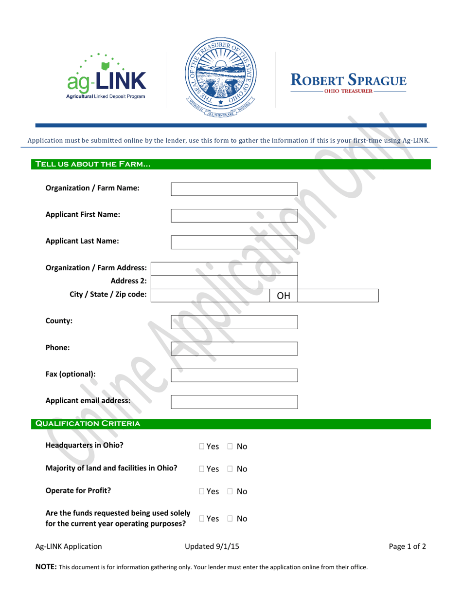 Ag-Link Application - Ohio, Page 1